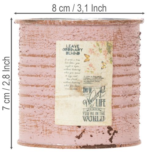 položky Dekoratívny plechový okrúhly kvetináč s ružami v starožitnom kovovom kvetináči Ø8cm V7,5cm