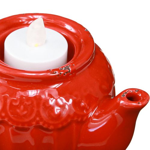 položky Svietnik na čajovú sviečku keramická dekorácia na čajník červená 15,5×9,5×8cm 3 ks