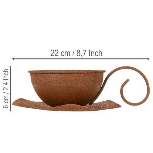 Vintage hrdzavo sfarbený kvetináč s podšálkou, Ø17,5 cm V6 cm | Floristik24.sk