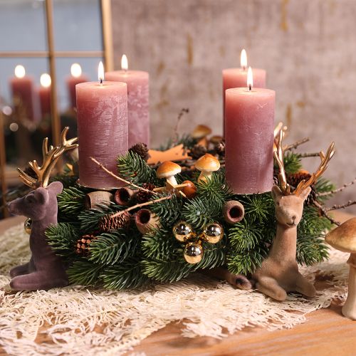 položky Stĺpové sviečky Dusty Rose 70×120 mm, farbené všade naokolo, sada 4 kusov, dekoratívne sviečky na svadby a domov