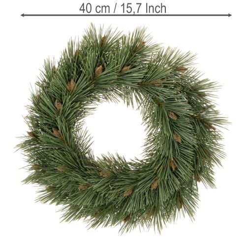 Umelý veniec z borovicových konárov s malými šiškami, 40 cm | Floristik24.sk