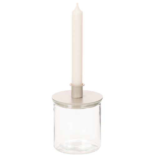 Okrúhle krémové svietniky na kužeľovité sviečky, dekorácia na stôl, 10 cm, 2 kusy | Floristik24.sk