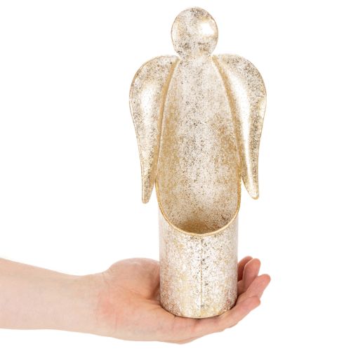 Svietnik anjelská figúrka zlatá slávnostná dekorácia 27cm | Floristik24.sk