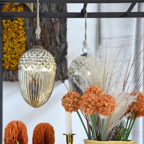položky Jesenná dekorácia, dekoračný žaluď pravé sklo, adventný, starožitný vzhľad Ø12cm V21cm