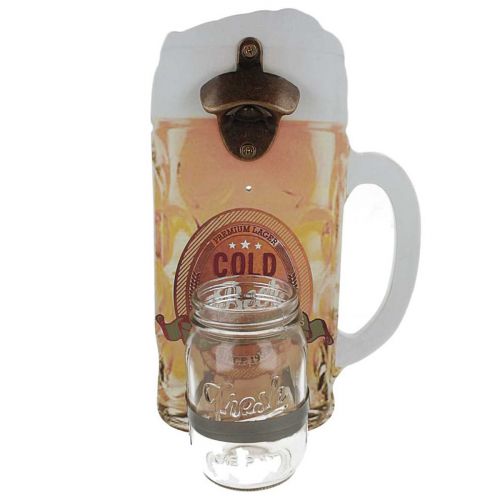 položky Nástenný otvárač na fľaše so zbernou nádobou 30 cm x 18 cm