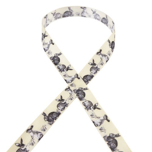 položky Veľkonočná darčeková stuha hodvábna stuha Veľkonočný zajačik 25mm 18m