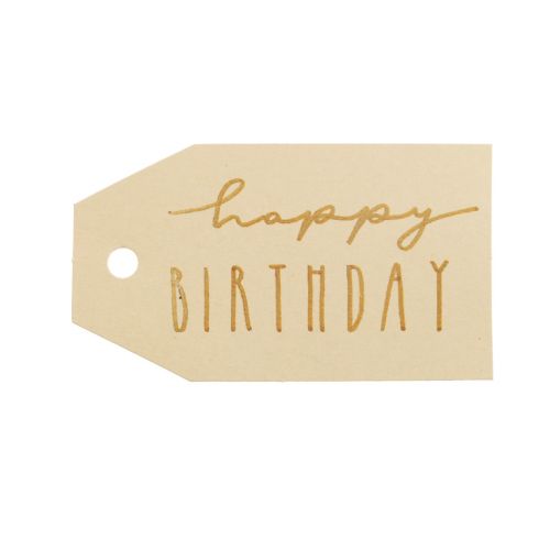 položky Darčeková menovka papier s potlačou Happy Birthday 4×7cm 24ks