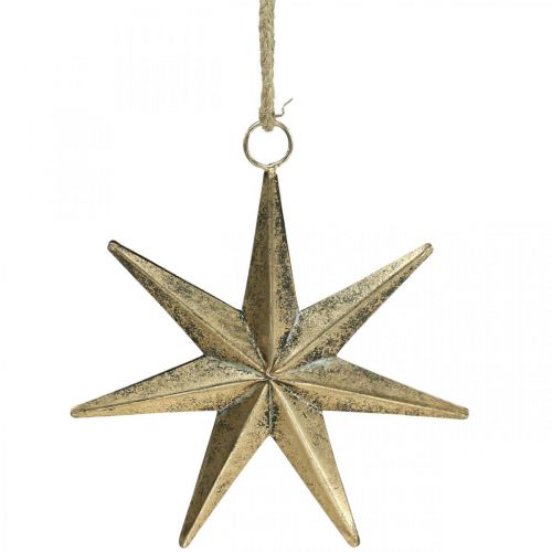 Vianočná dekorácia prívesok hviezda zlatý starožitný vzhľad Š19,5cm