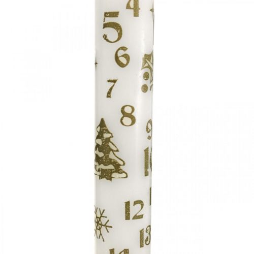 položky Adventný kalendár sviečka biele sviečky Vianočné V25cm 2ks