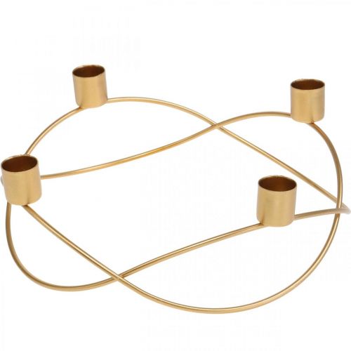 Floristik24 Svietnik zlatý adventný veniec kovový Na tyčinkové sviečky Ø24cm