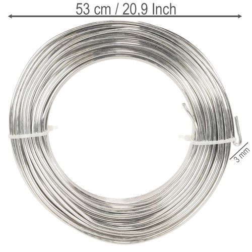 Hliníkový drôt, strieborný, 3 mm, remeselný drôt na kreatívne projekty, 1 kg | Floristik24.sk