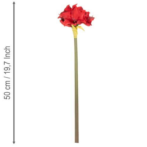 Umelý červený kvet amarylis so stonkou, kvetinová dekorácia na Vianoce, 50 cm | Floristik24.sk