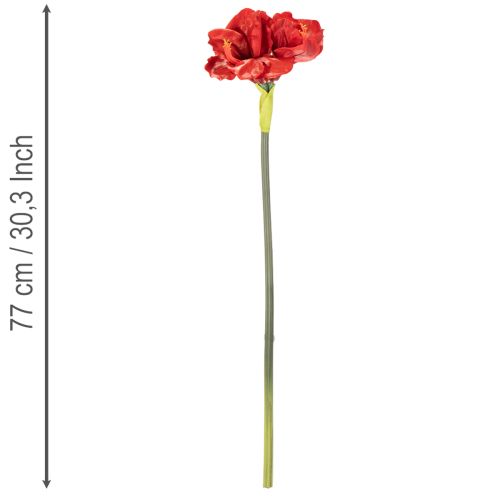 Umelý kvet amarylis, červený, dlhá stonka, do vázy a aranžmánu, 77 cm | Floristik24.sk