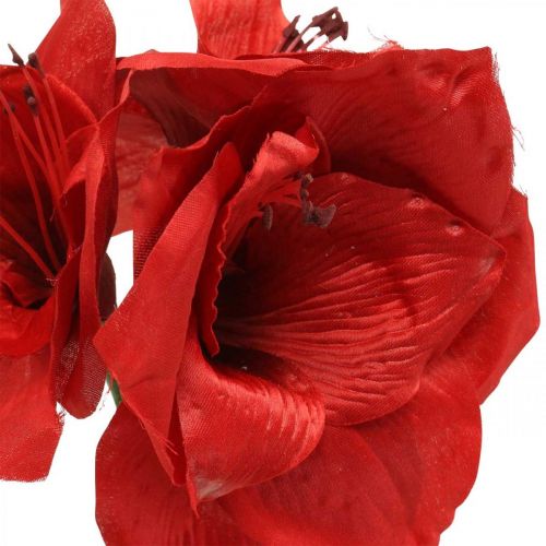 položky Amaryllis červený umelý hodvábny kvet s tromi kvetmi V40cm