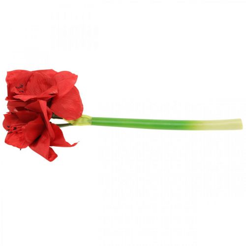 položky Amaryllis červený umelý hodvábny kvet s tromi kvetmi V40cm