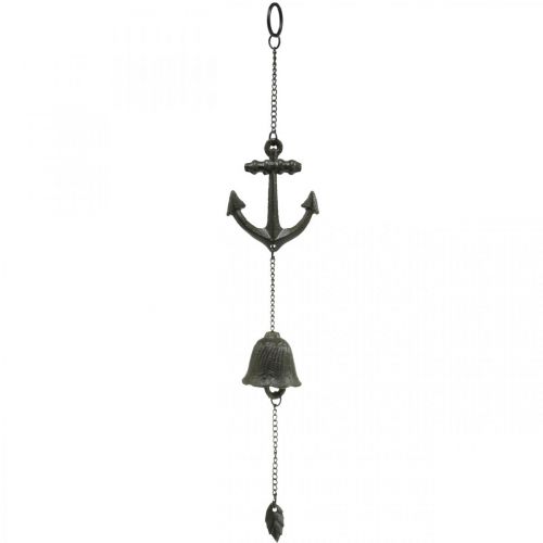 Floristik24 Závesný kotvový zvonček, námorná dekorácia zvonkohra, liatina L47,5cm
