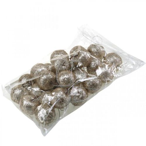 Floristik24 Ozdobné mini jablkové trblietavé ozdoby na šampanské Ø3,5cm 24 ks