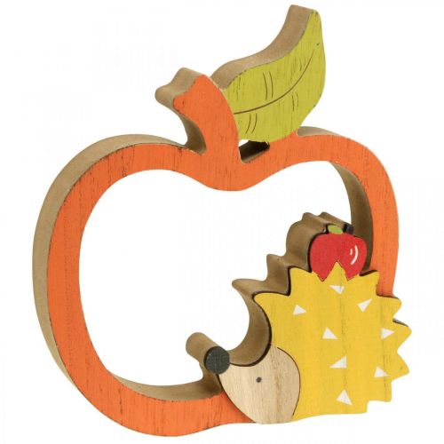 položky Dekoračná figúrka jeseň, jablko s ježkom, drevená dekorácia 16,5×15cm 3ks