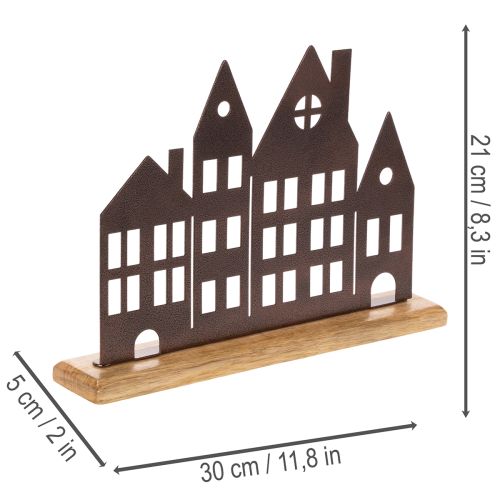 Dekorácia do radu domov, kovová s dreveným podstavcom, 30 cm | Floristik24.sk