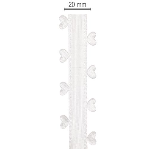 Dekoratívna biela stuha so srdiečkami pre kreatívne nápady, 20 mm x 15 m | Floristik24.sk