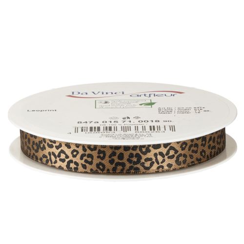 Hodvábna stuha s leopardím vzorom, hnedá a čierna, 15 mm, 18 m | Floristik24.sk