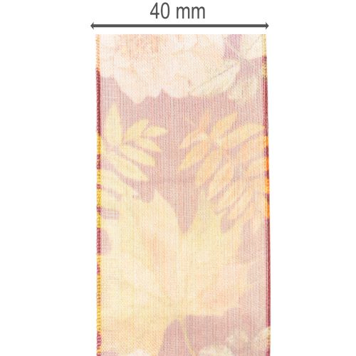 Darčeková stuha v jesenných farbách, organzová stuha s kvetinovým vzorom, 40 mm, 15 m | Floristik24.sk