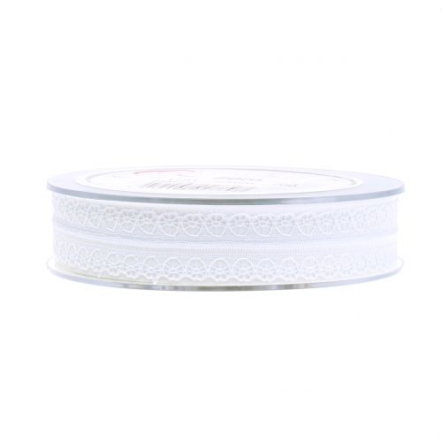 Floristik24 Čipková stuha vintage biela 20mm 20m