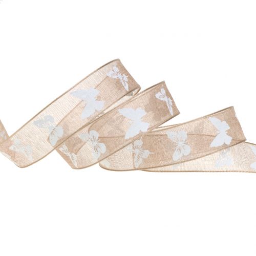 Floristik24 Organzová stuha motýľ hnedá 15mm 20m