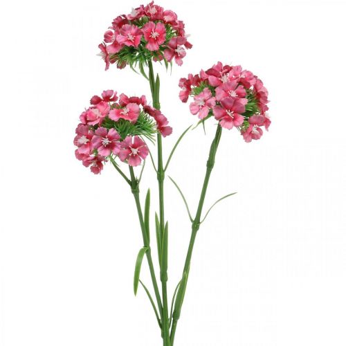 Floristik24 Artificial Sweet William Pink umelé kvety karafiáty 55 cm zväzok 3 ks