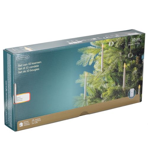 položky LED sviečky na stromček, kužeľovité sviečky s krištáľom, žlté svetlo, 31 cm, 10 kusov