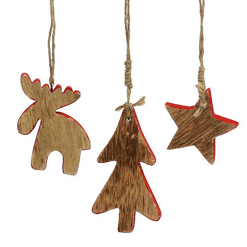 Floristik24 Dekorácia na stromček mix červená, príroda 7cm - 9cm 9ks