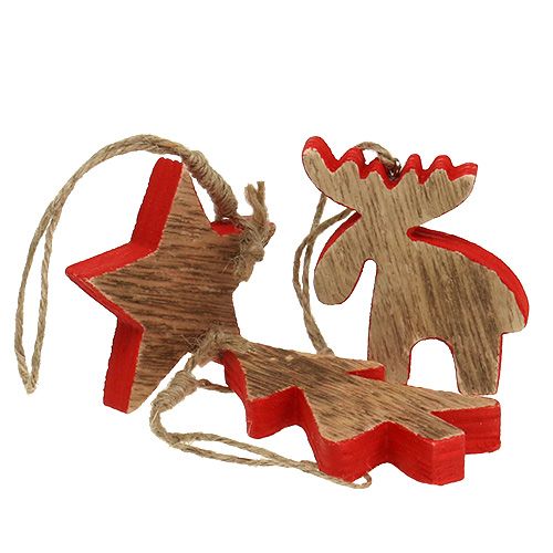 Floristik24 Dekorácia na stromček mix červená, príroda 7cm - 9cm 9ks