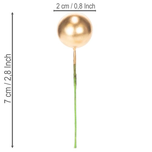 Umelé guľôčky zo zlatých bobúľ na drôte na slávnostné aranžmány, 2 cm, 48 kusov | Floristik24.sk