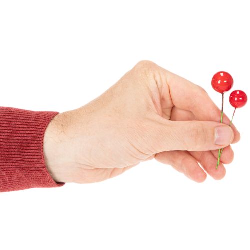 Umelé mini vianočné guľôčky s červenými bobuľami na kvetinovú dekoráciu, 2 cm, 48 kusov | Floristik24.sk