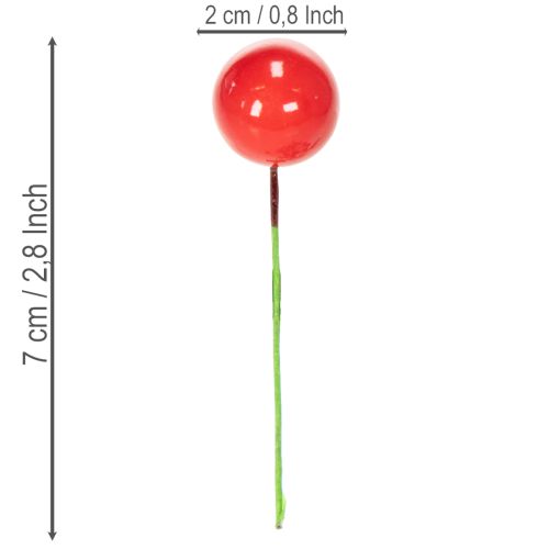 Umelé mini vianočné guľôčky s červenými bobuľami na kvetinovú dekoráciu, 2 cm, 48 kusov | Floristik24.sk
