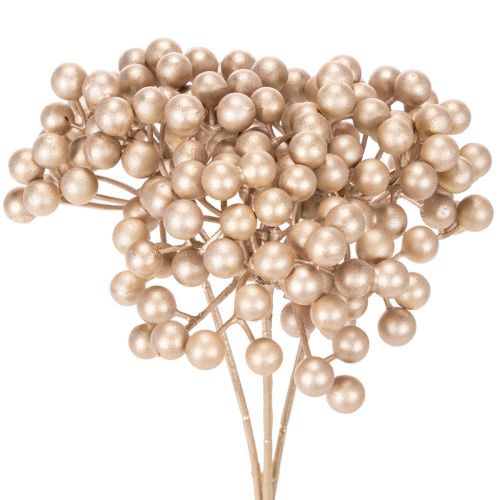 Umelý konár z bobúľ, šampanská farba, 28 cm, 3 kusy kúpiť | Floristik24.sk