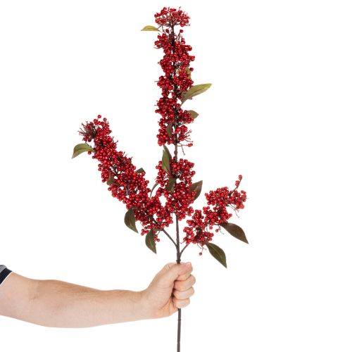 Umelý konár s červenými bobuľami a listami, 96 cm | Floristik24.sk