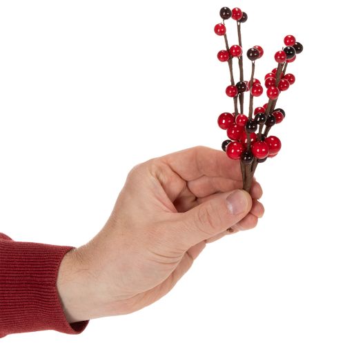 Umelý konár s červenými bobuľami, 15 cm, 6 kusov | Floristik24.sk