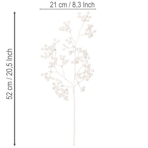 Umelá vetvička z bielych bobúľ, dekoračné/tvorivé potreby, 52 cm | Floristik24.sk