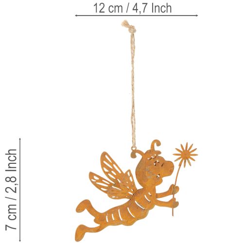 Závesná dekorácia včely, hrdzavý kov, letná dekorácia, 12 cm, 6 kusov | Floristik24.sk