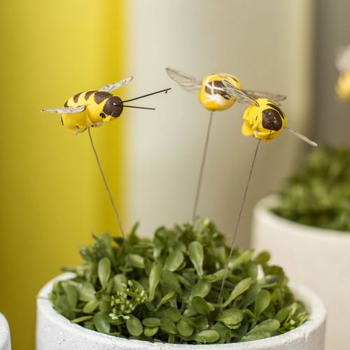 položky Včela na drôte, kvetinové zátky, deko včielky, jarná oranžová, žltá Š4,5cm 24ks