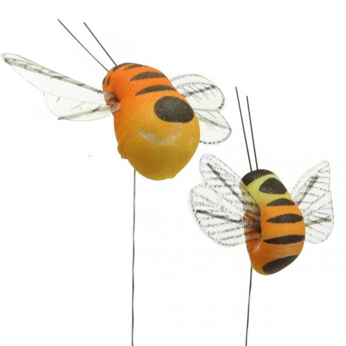 položky Deco včielka, jarná dekorácia, včielka na drôte oranžová, žltá B5/6,5cm 12ks