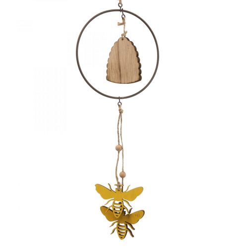 položky Dekoračný prsteň včela kovová drevená dekorácia na okno Ø12cm 44cm 4ks