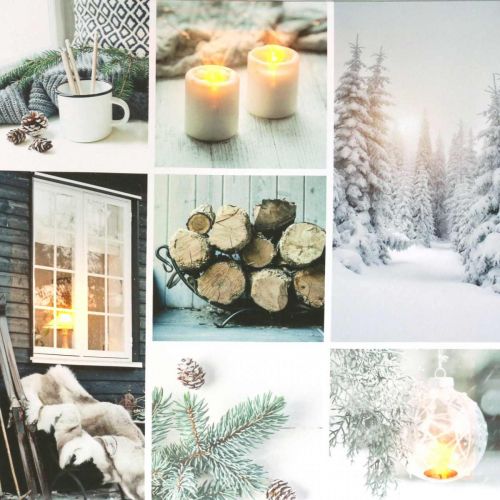 Floristik24 LED nástenná maľba Vianočná rustikálna biela 38×38cm Na batériu