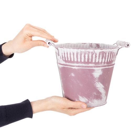 Plechové vedro, fialové a biele, Ø19 cm V17 cm, 1 ks. | Floristik24.sk