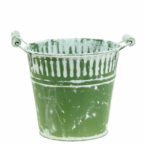 Plechové vedro zelené bielené Ø16cm V15cm 1 kus | Floristik24.sk