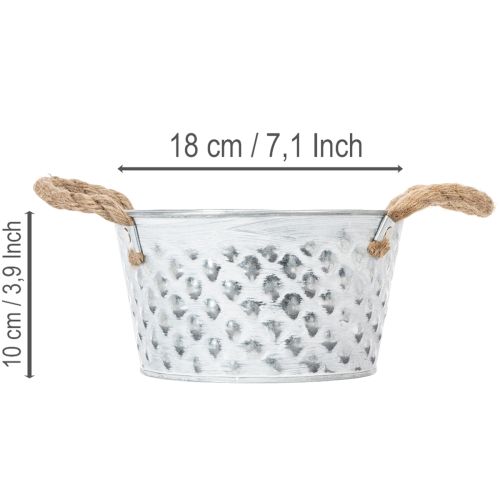 Plechová misa s lanovými úchytkami Ø18cm V10cm | Floristik24.sk