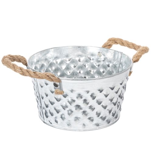 Plechová misa s lanovými úchytkami Ø18cm V10cm | Floristik24.sk