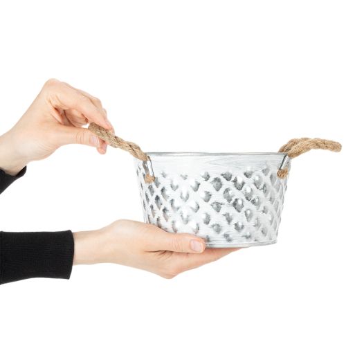 Plechová misa s lanovými úchytkami Ø18cm V10cm | Floristik24.sk