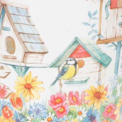 položky Plechový kvetináč s vtáčími búdkami, letná dekorácia, kvetináč V14,5 cm Ø13,5 cm